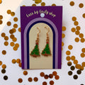 Green Christmas Tree gold earrings