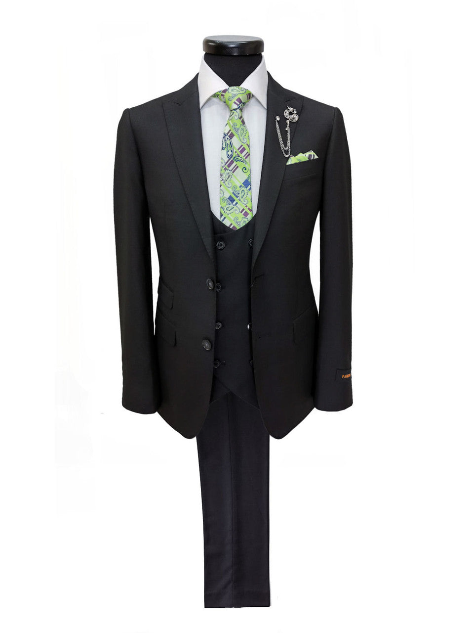 Black Two Button 3-Piece Suit