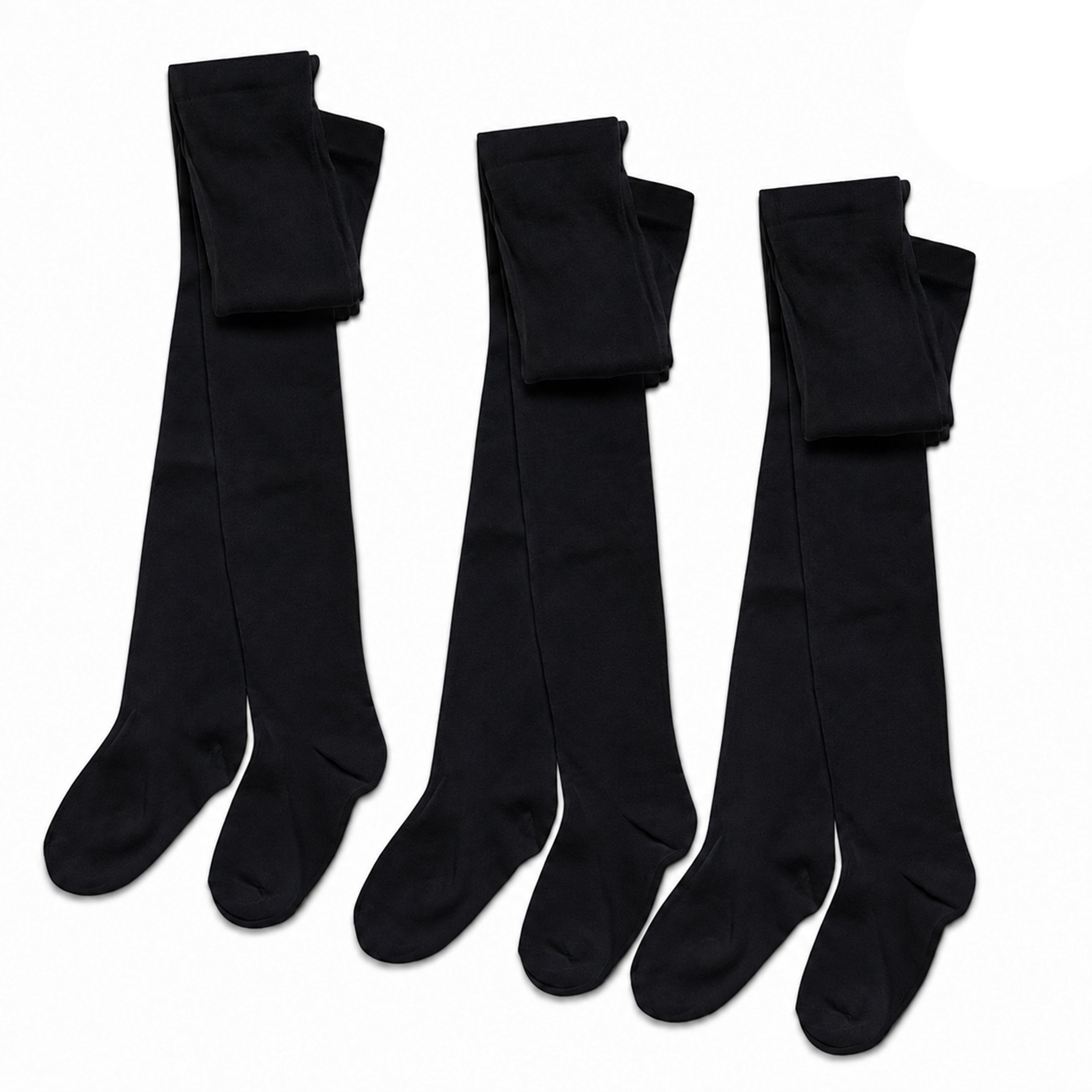 Sock Stack Girls Cotton Lycra Tights 3 Pairs Cotton Rich Back To School Uniform Reinforced Heel Toe Multipack Value