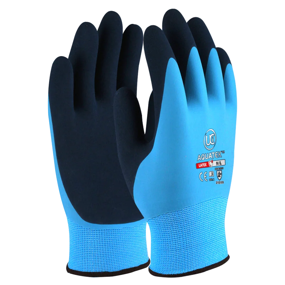 Aquatek Dual Coated Water Resistant Latex Gloves (10 Pack)