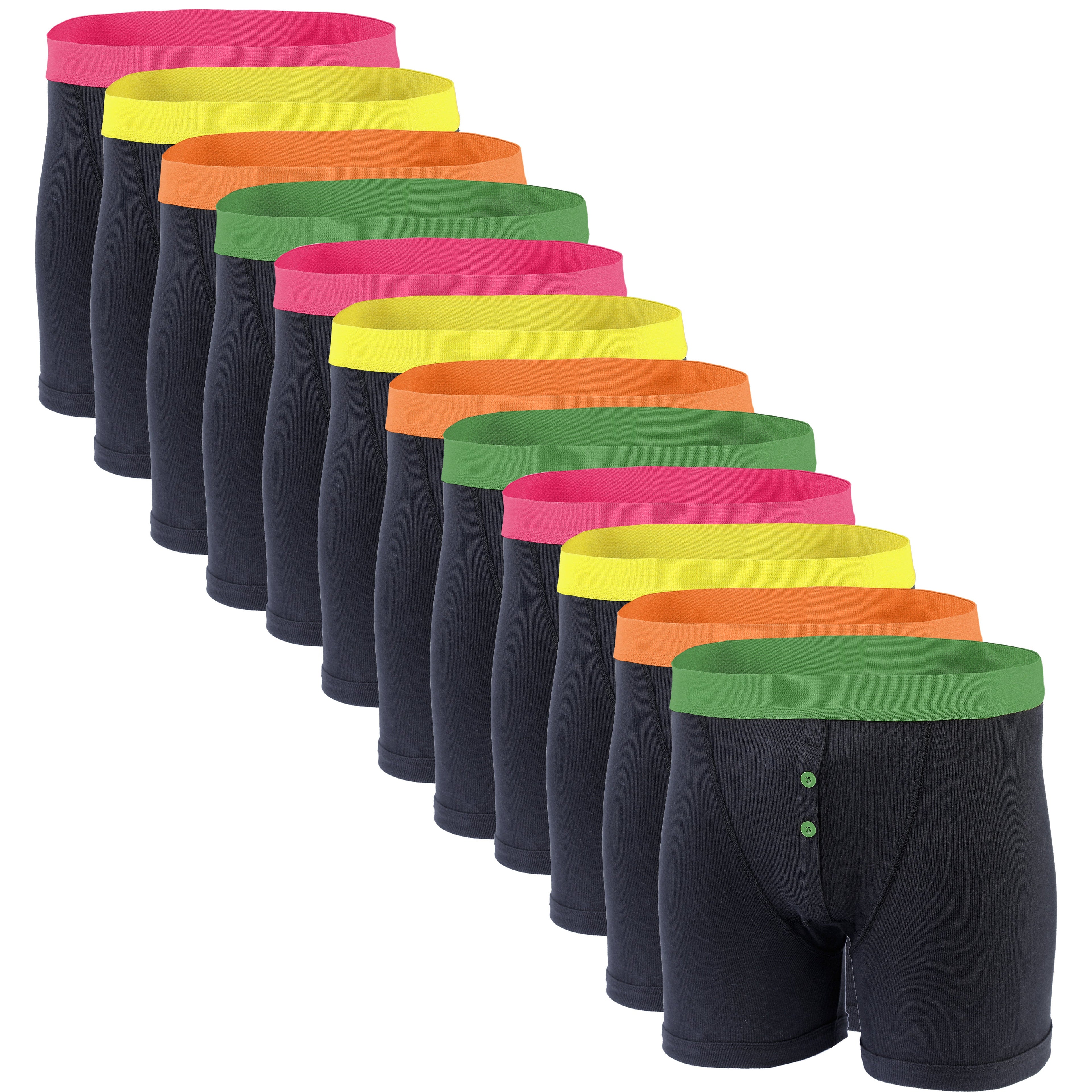 Sock Stack Boxer Shorts 12 Pack Black Cotton Blend Breathable Comfortable Stretch Button