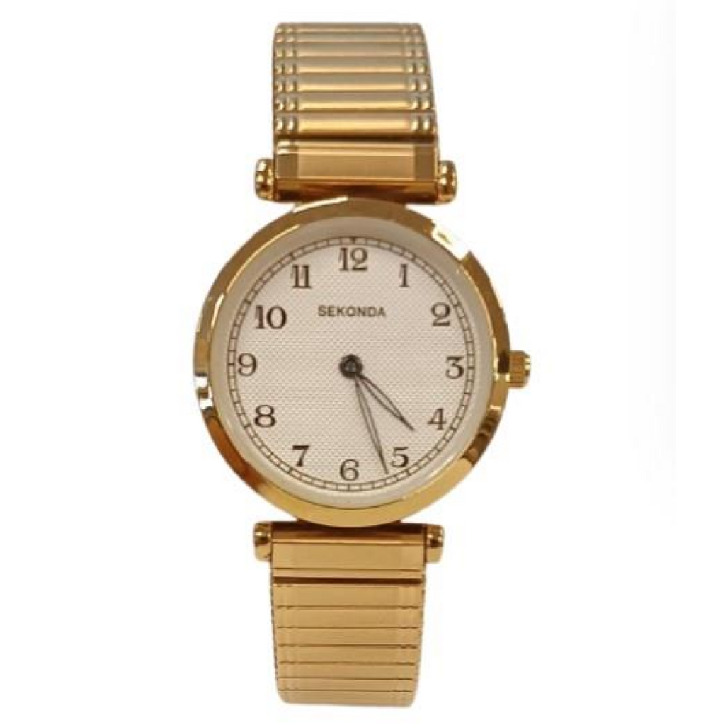 Sekonda Ladies Basic White Dial Gold Plated Expander Bracelet watch 40438