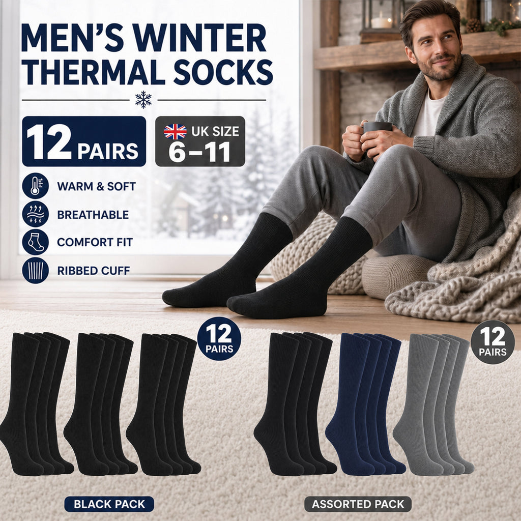 Sock Stack Men's 100% Cotton Moisture-Wicking Antibacterial Dress Work Socks 12 Pairs