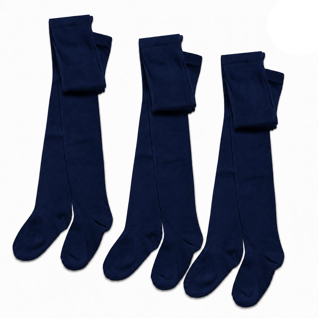 Sock Stack Girls Cotton Lycra Tights 3 Pairs Cotton Rich Back To School Uniform Reinforced Heel Toe Multipack Value