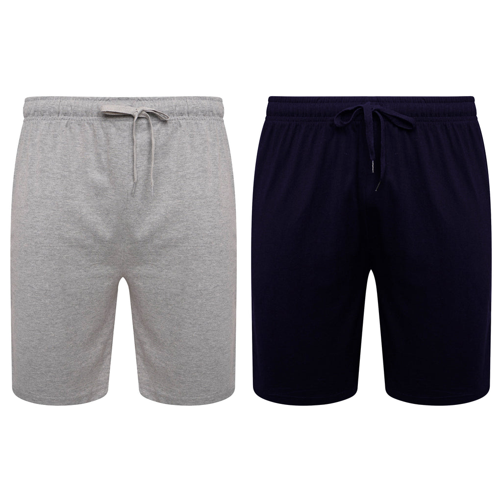 Sock Stack Men's Cotton Lounge Shorts Stretchable 2 Pack Black Navy Grey Durable