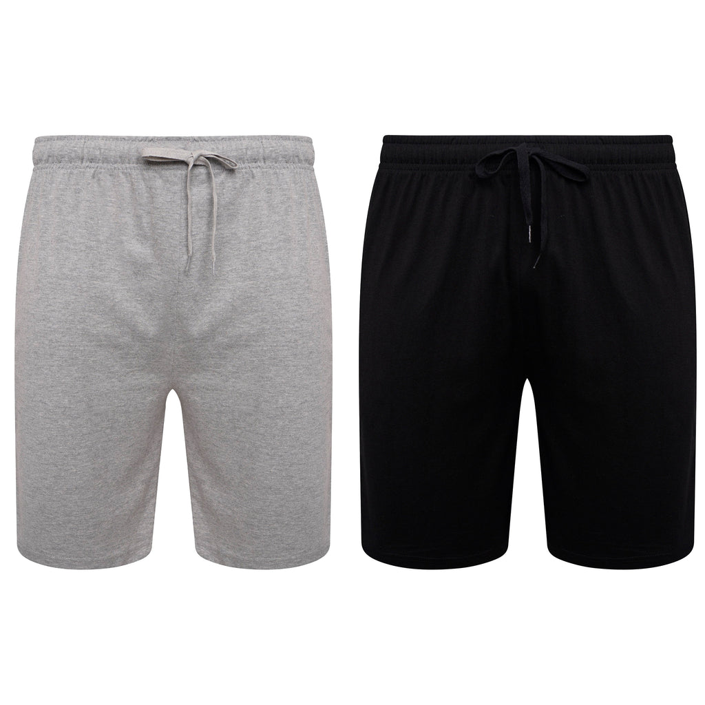 Sock Stack Men's Cotton Lounge Shorts Stretchable 2 Pack Black Navy Grey Durable