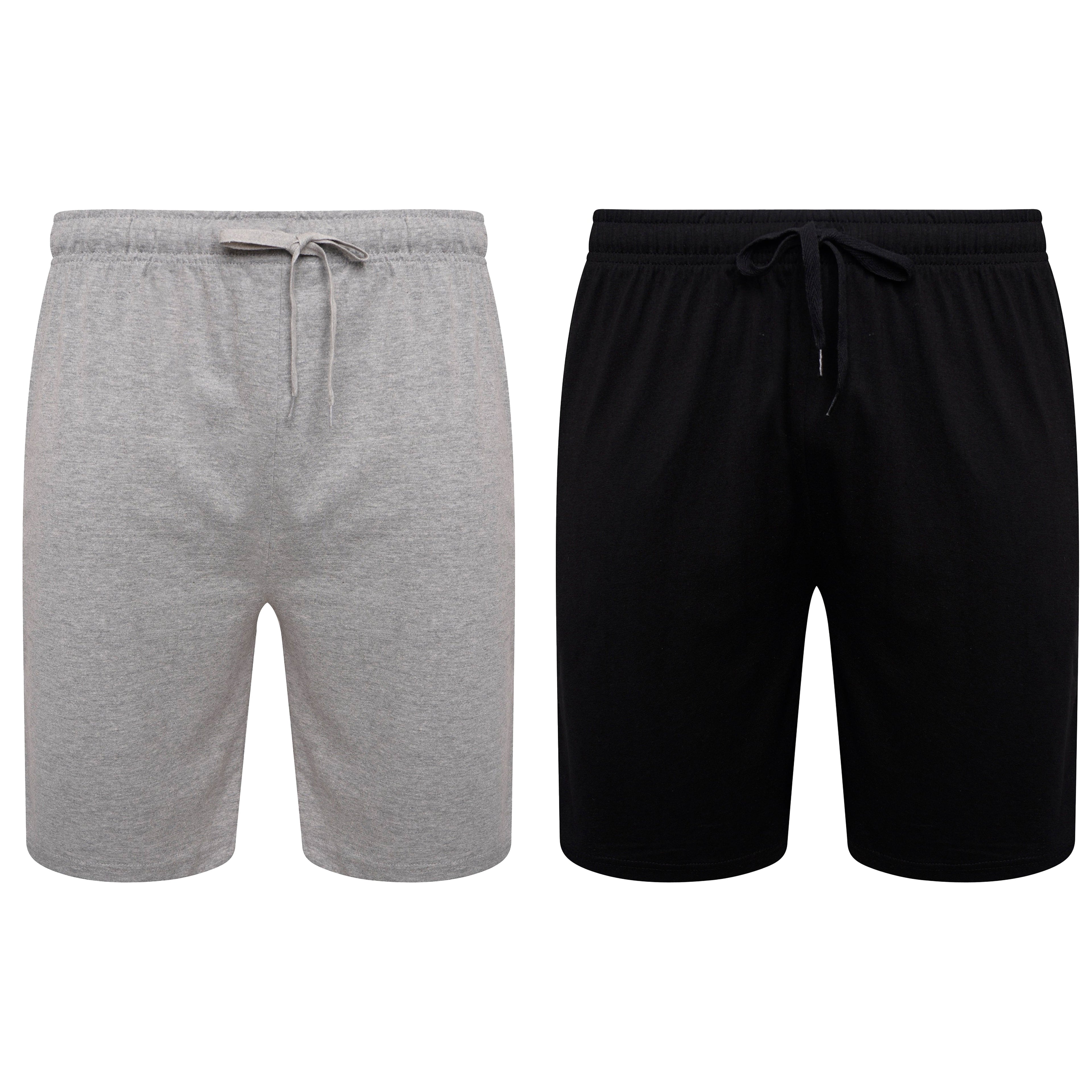 Sock Stack Men's Cotton Lounge Shorts Stretchable 2 Pack Black Navy Grey Durable