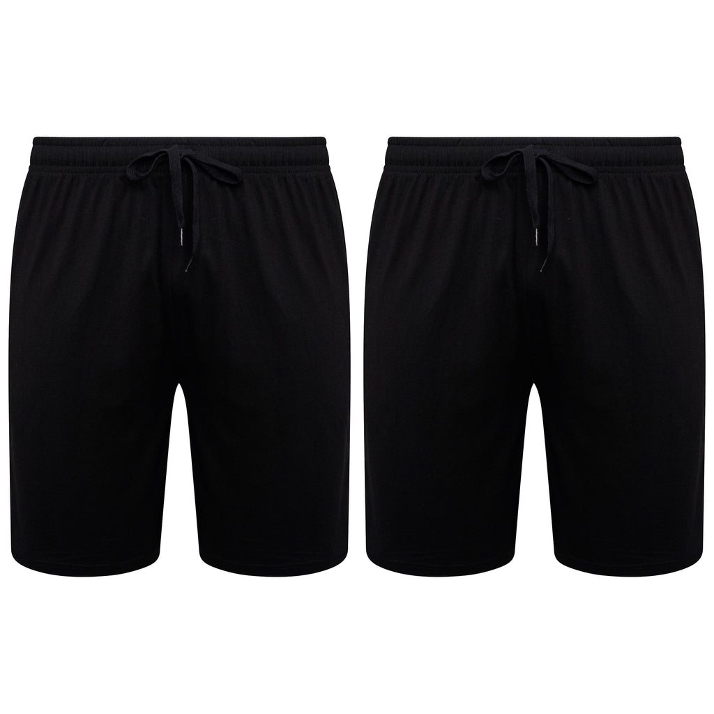 Sock Stack Men's Cotton Lounge Shorts Stretchable 2 Pack Black Navy Grey Durable