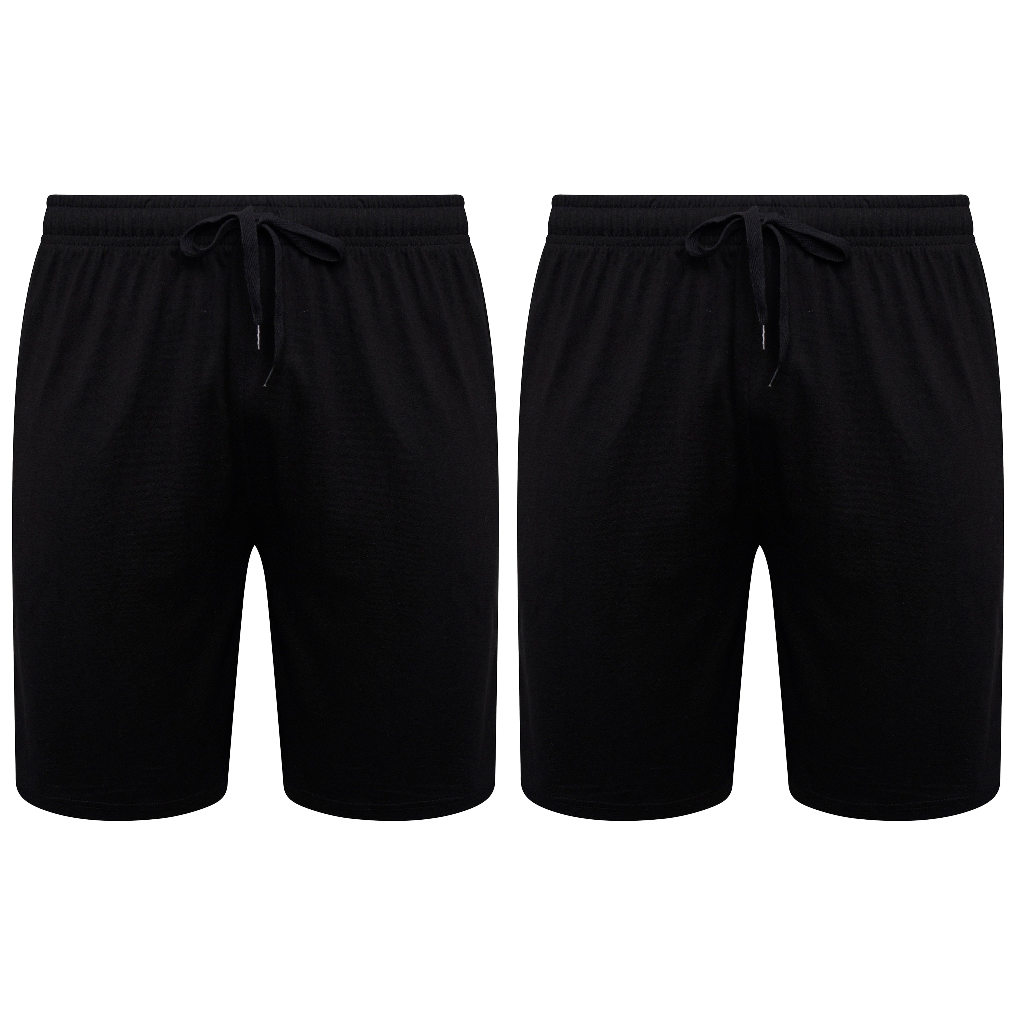 Sock Stack Men's Cotton Lounge Shorts Stretchable 2 Pack Black Navy Grey Durable