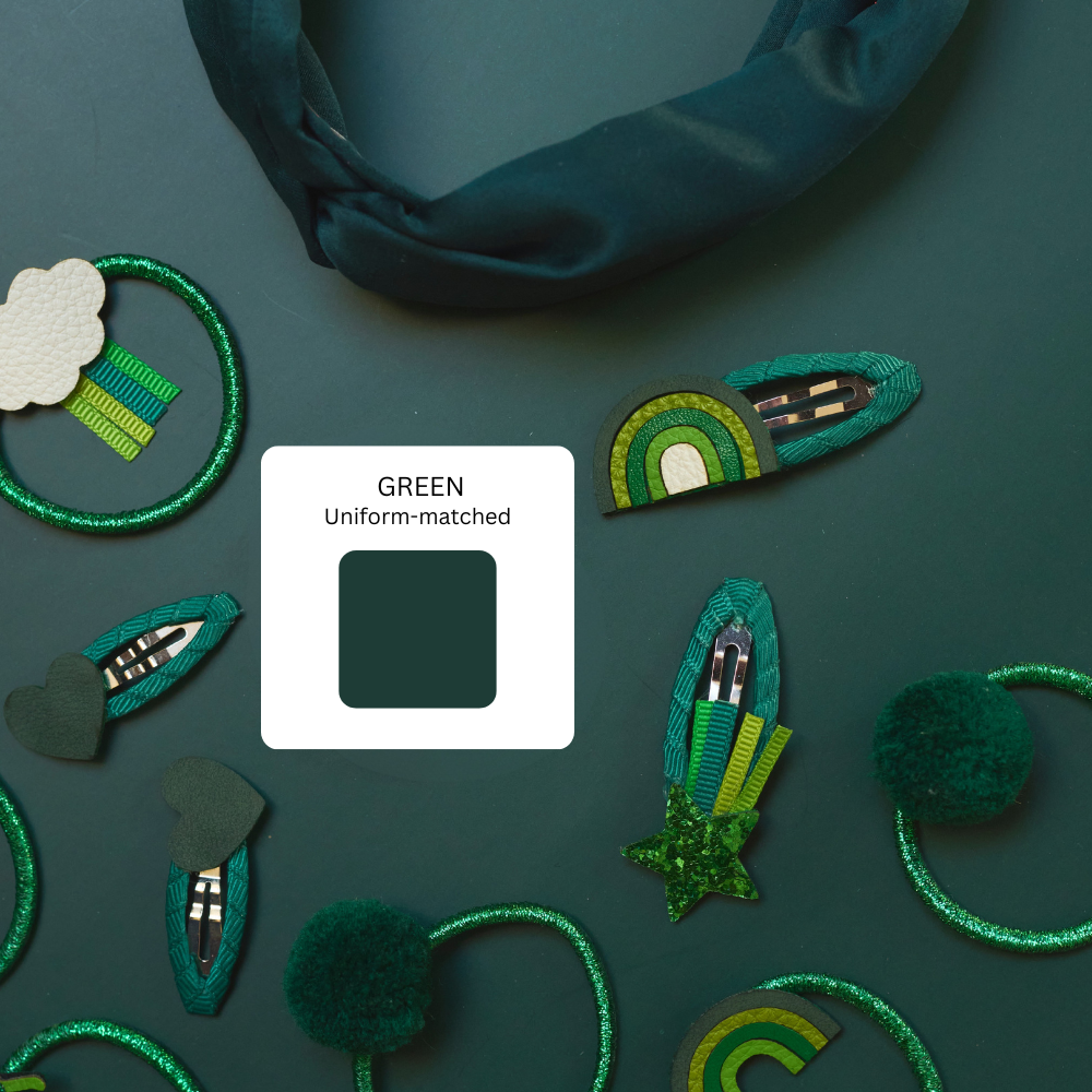 Green School Hair Clips, Bobble Hair Ties, Headband & Bag | The Gift Set