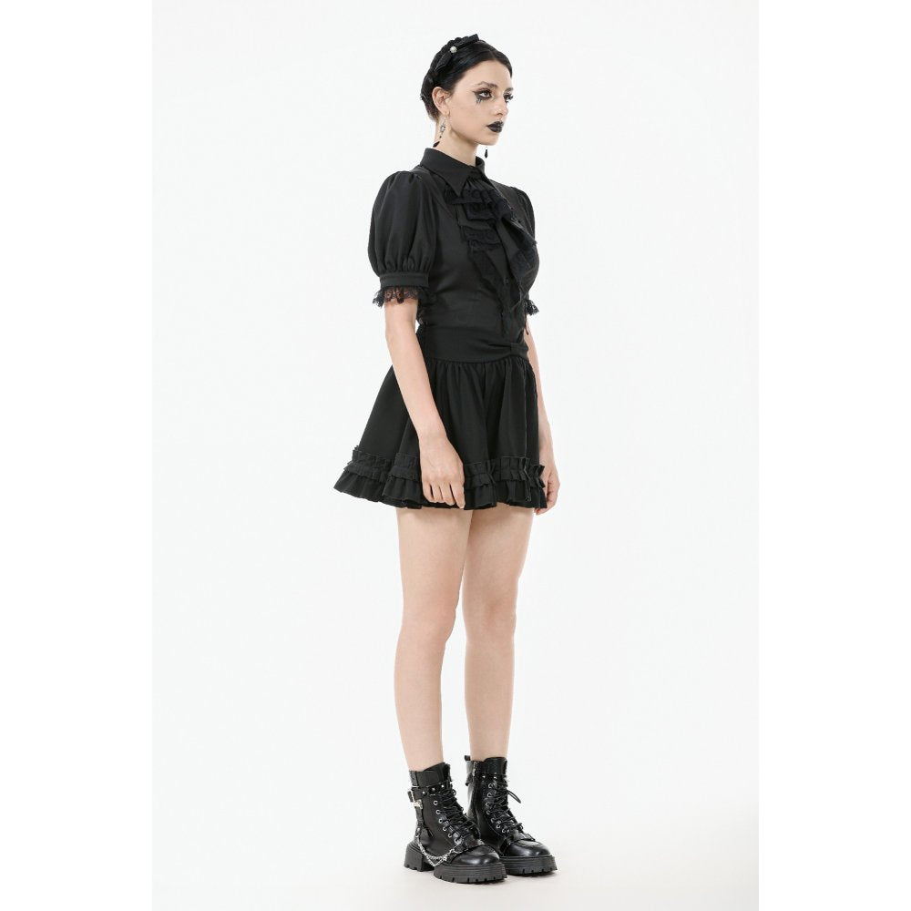 Dark in Love Lolita-Inspired Ruffled Mini Skirt in Black