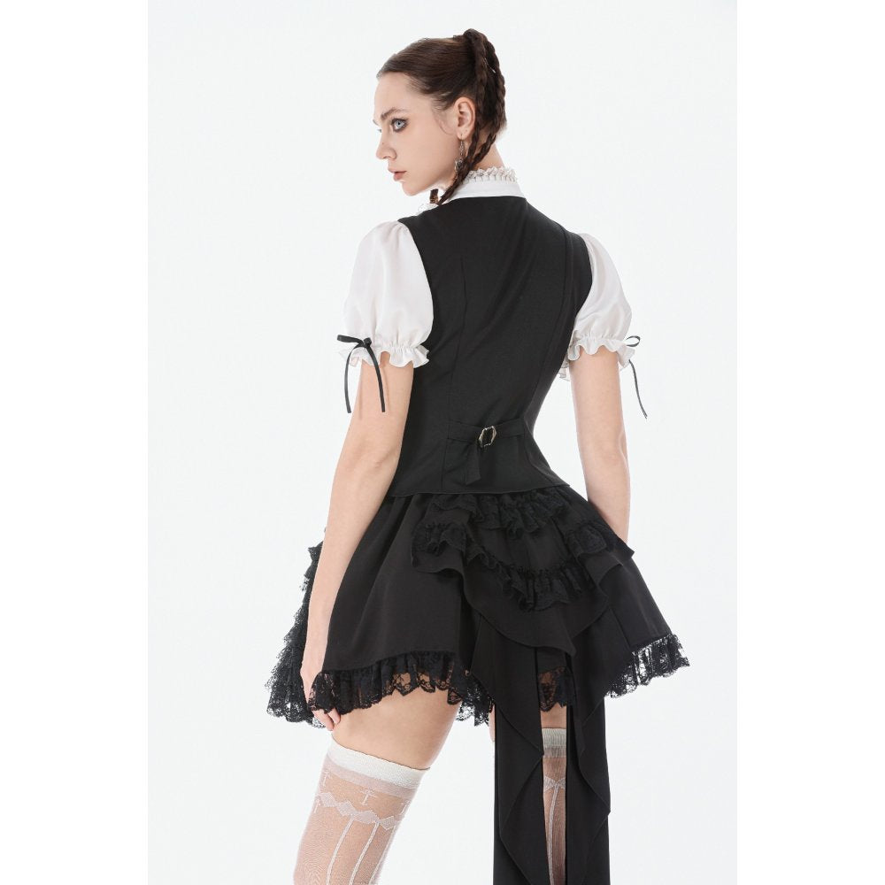 Dark in Love Beatrix Goth Satin Ruffled Overskirt