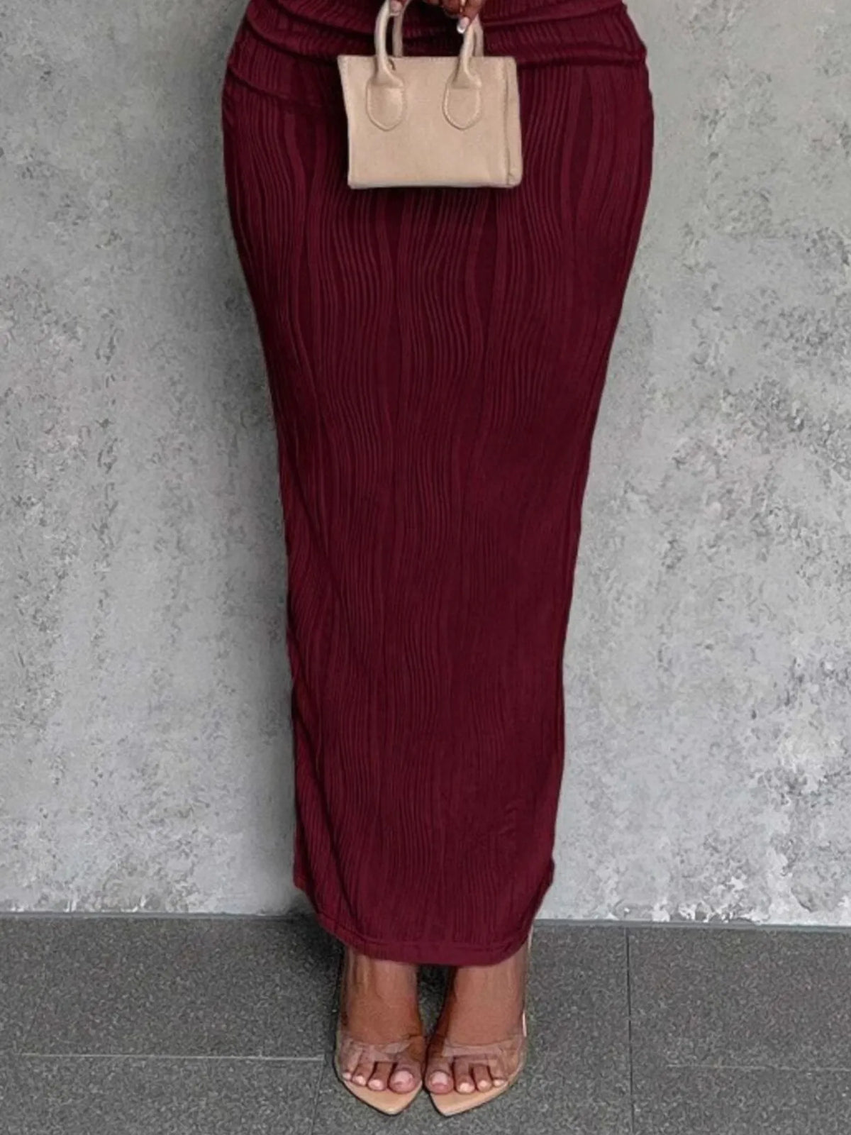 Textured Single Shoulder Bodycon Maxi Dress