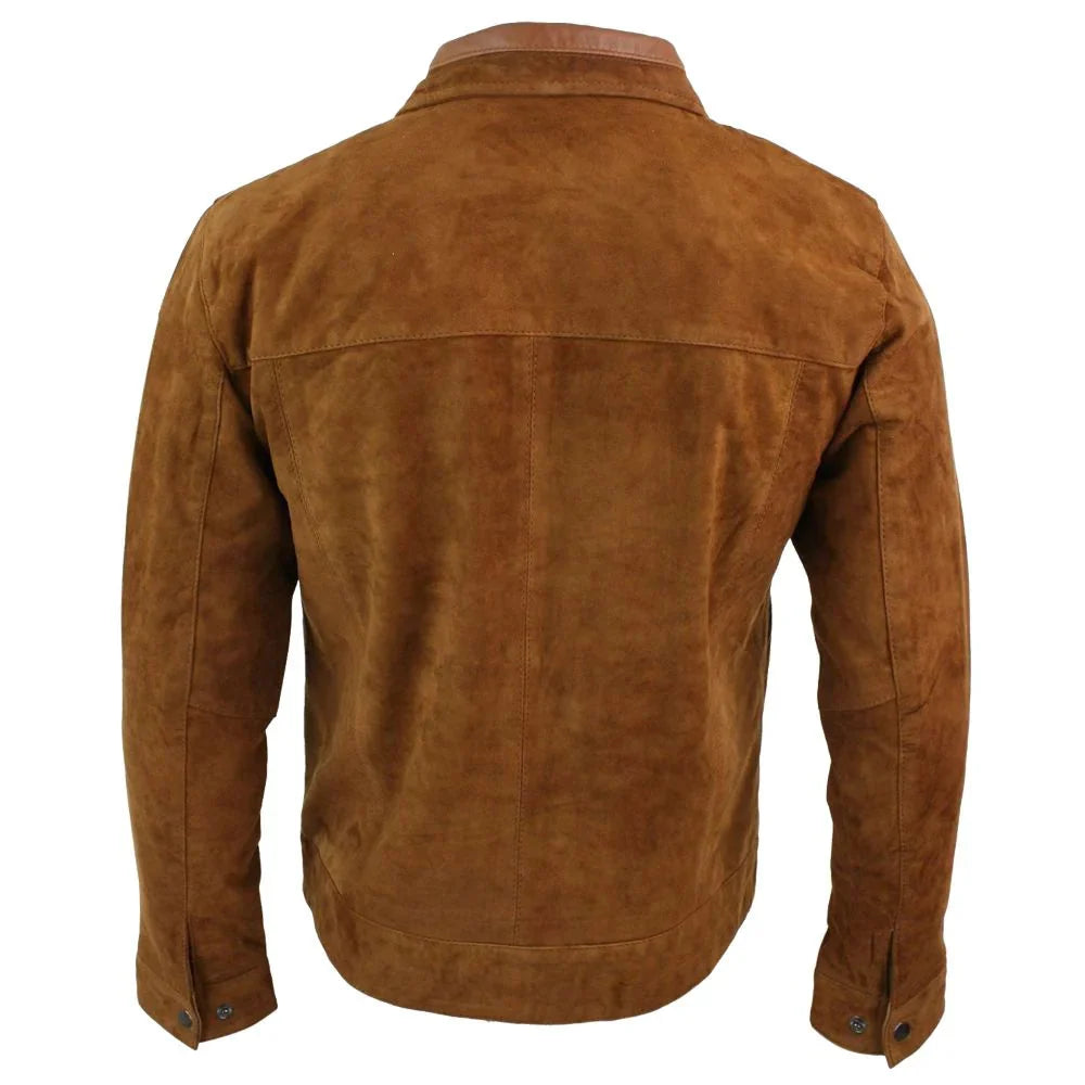 Men's Brown Suede Zip-Front Jacket