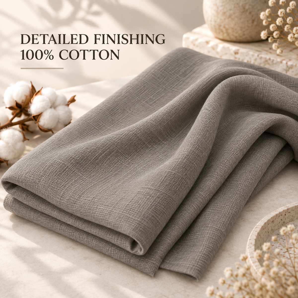 Taupe Grey Cotton Scarf – Soft, Comfortable Everyday Essential
