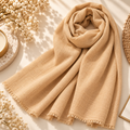 Premium Champagne Beige Cotton Scarf – Soft & Comfortable Everyday Essential Wrap