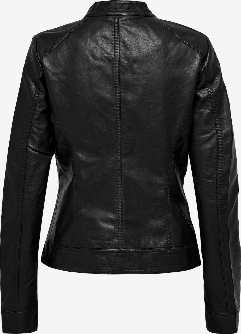 Women's Black Lambskin Biker Jacket