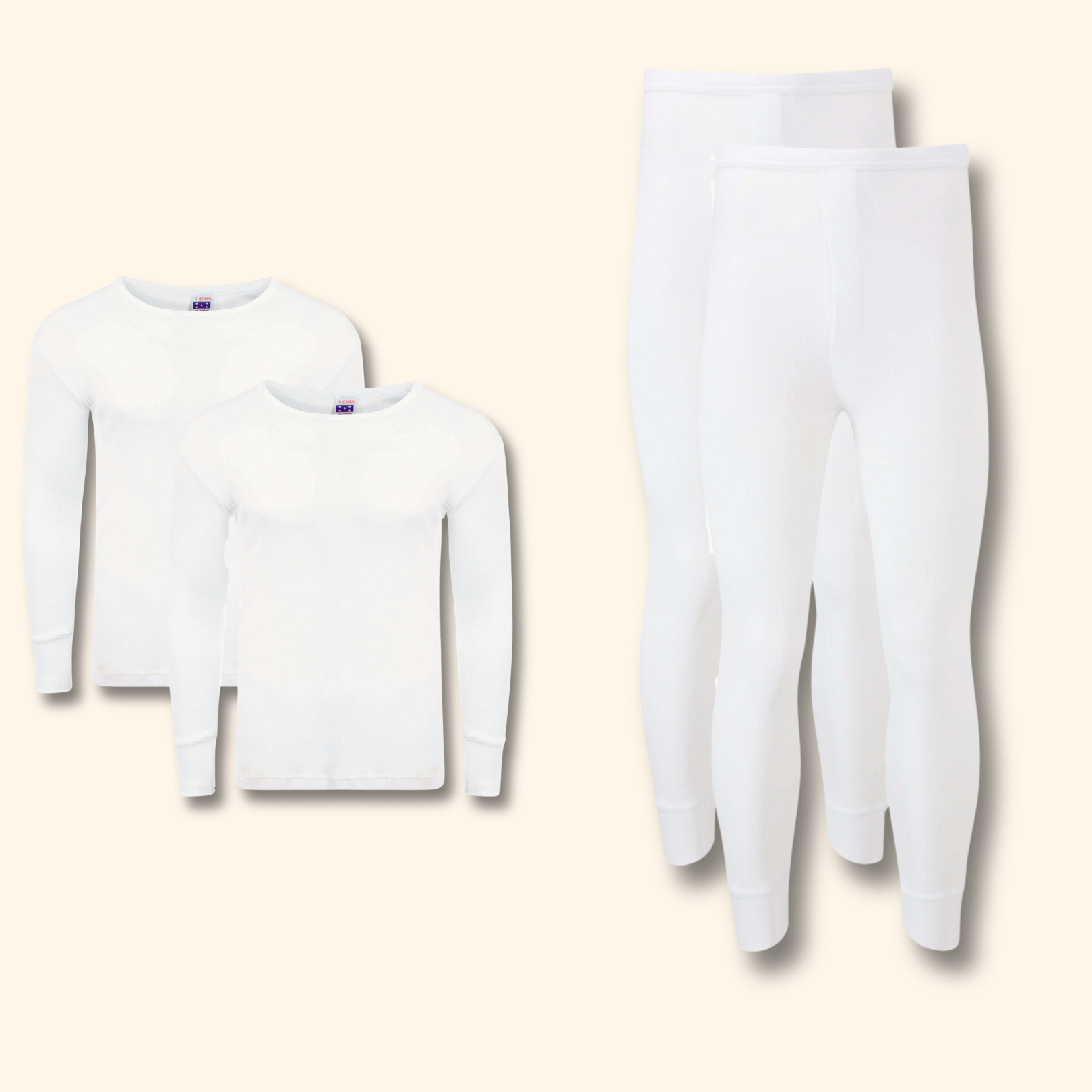 Heatwave Thermalwear Men's Thermal Underwear Set 2 Pack Long Sleeve Top and Long Johns