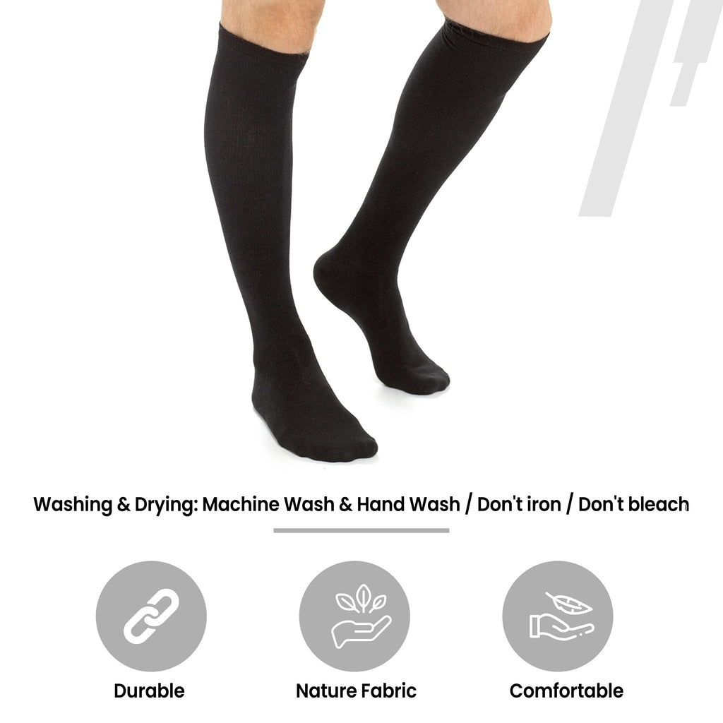 Sock Stack Travel Compression Socks 2 Pairs Unisex Knee-High Black Breathable Flight