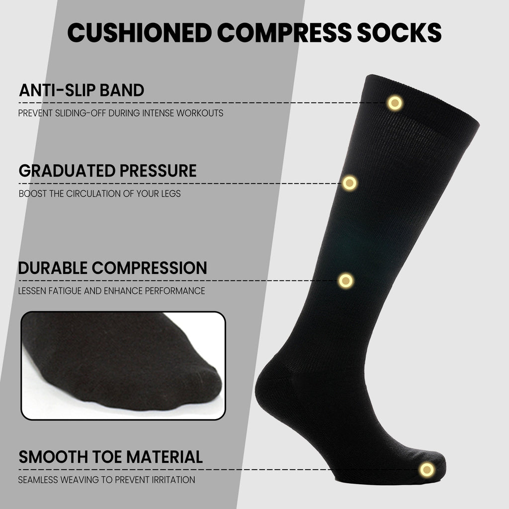 Sock Stack Travel Compression Socks 2 Pairs Unisex Knee-High Black Breathable Flight