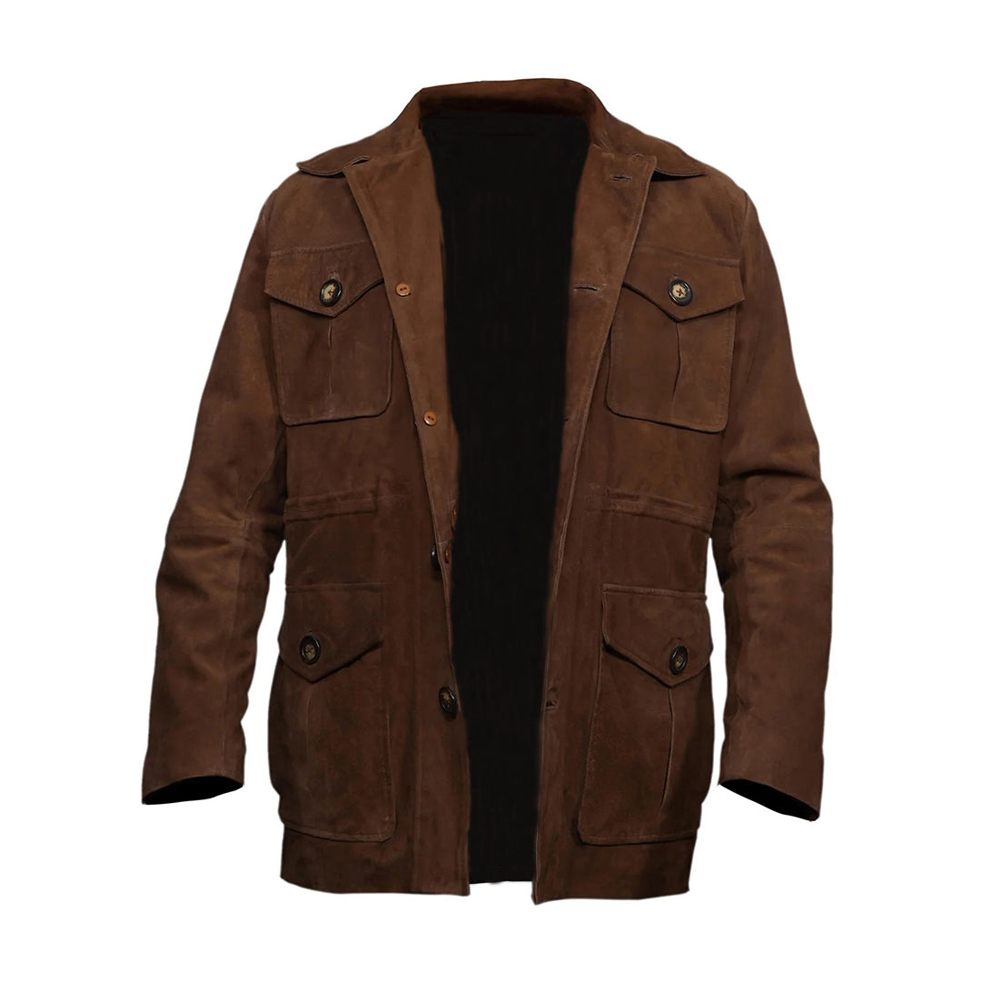 Men's Brown Suede Safari Jacket