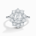 2.5 ct Oval Moissanite Halo Engagement Ring in Sterling Silver