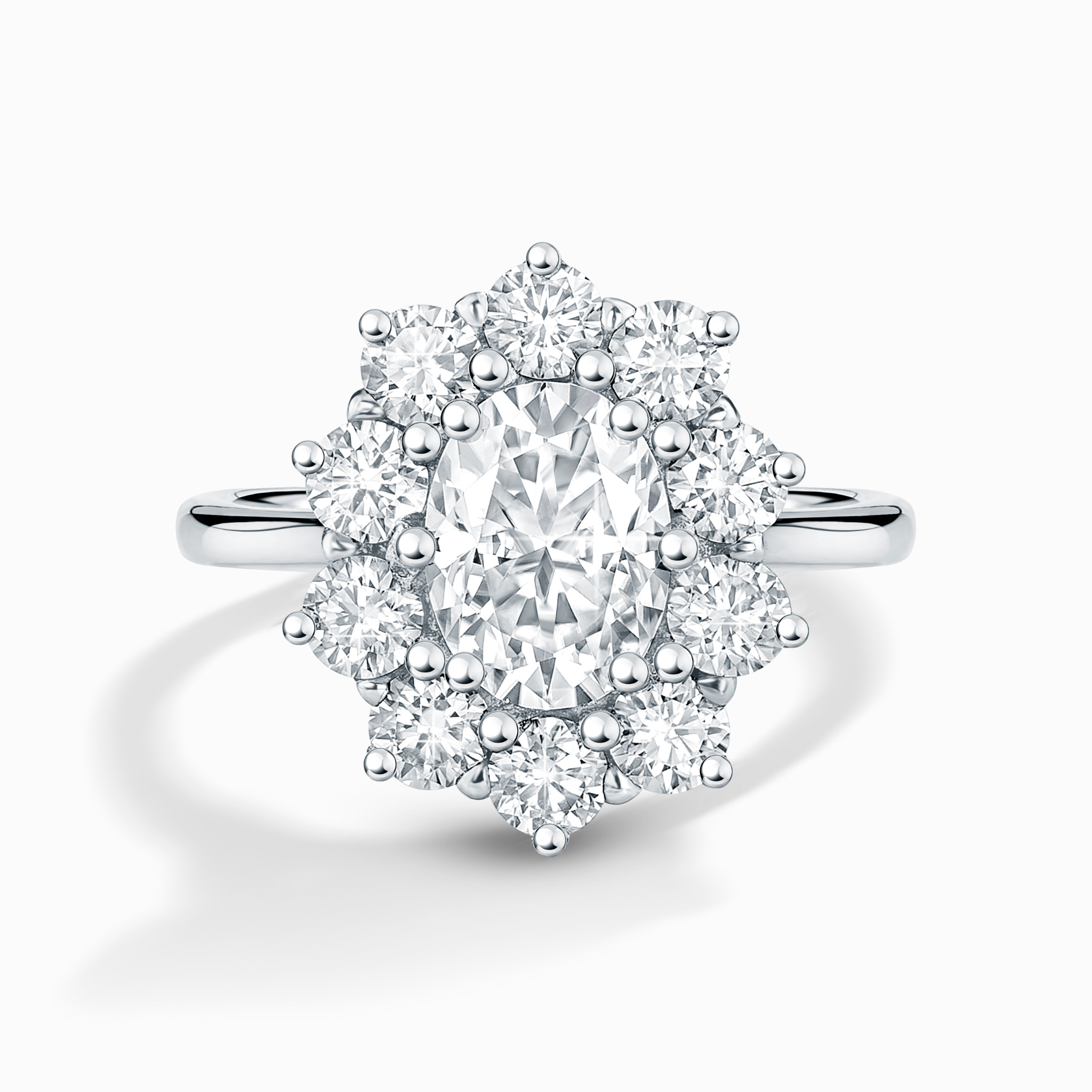 2.5 ct Oval Moissanite Halo Engagement Ring in Sterling Silver