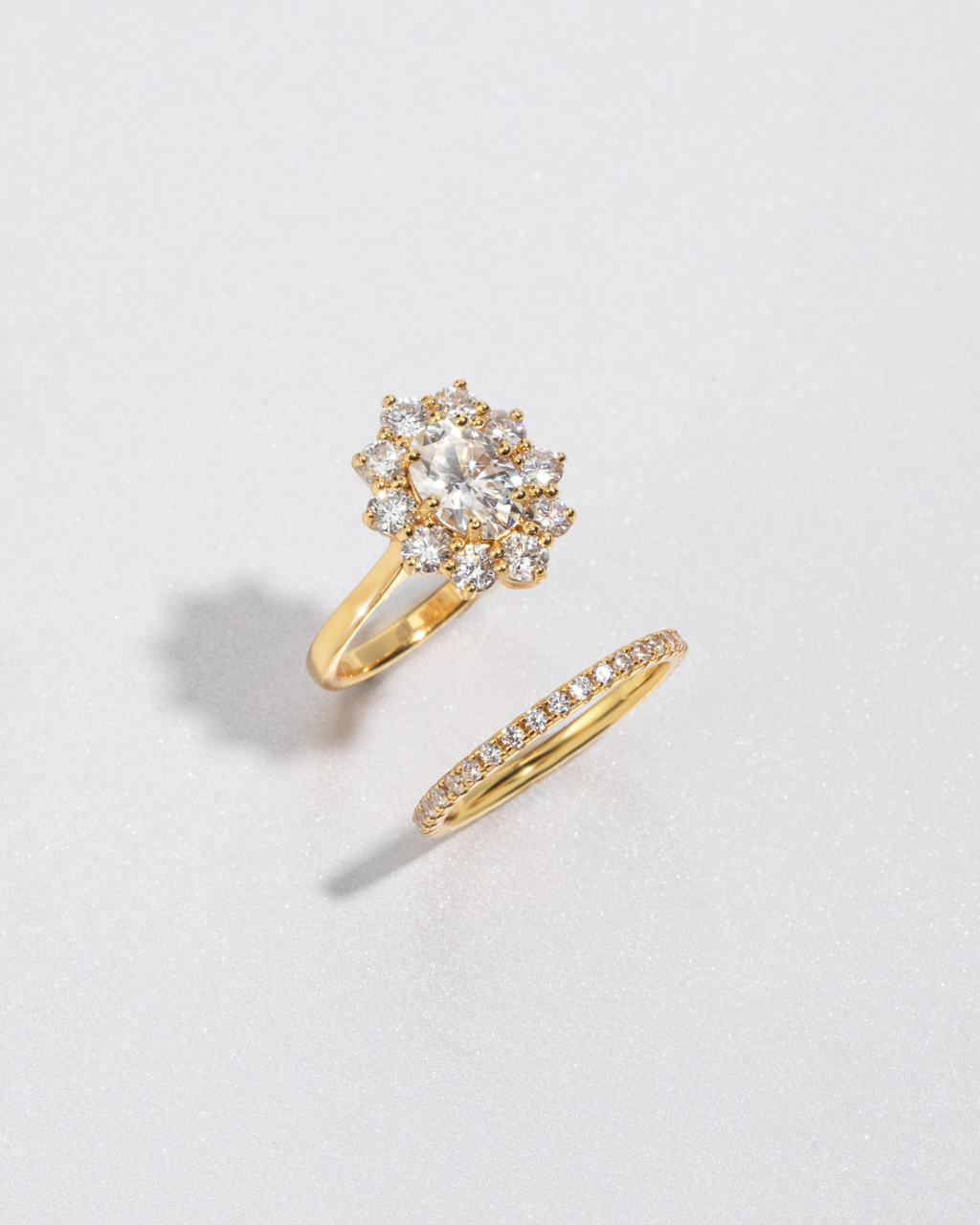 2.5 ct Oval Moissanite Halo Engagement Ring in 18k Gold Vermeil