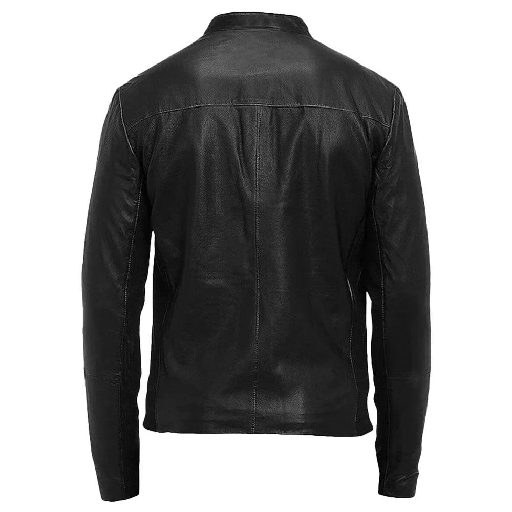Men's Slim-Fit Leather Biker Jacket