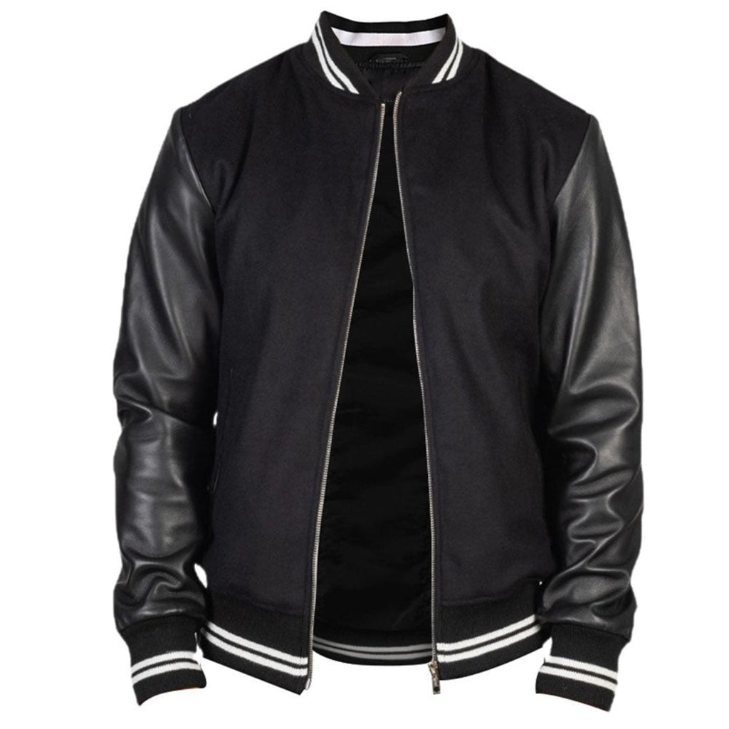 Men's Black Varsity-Style Jacket