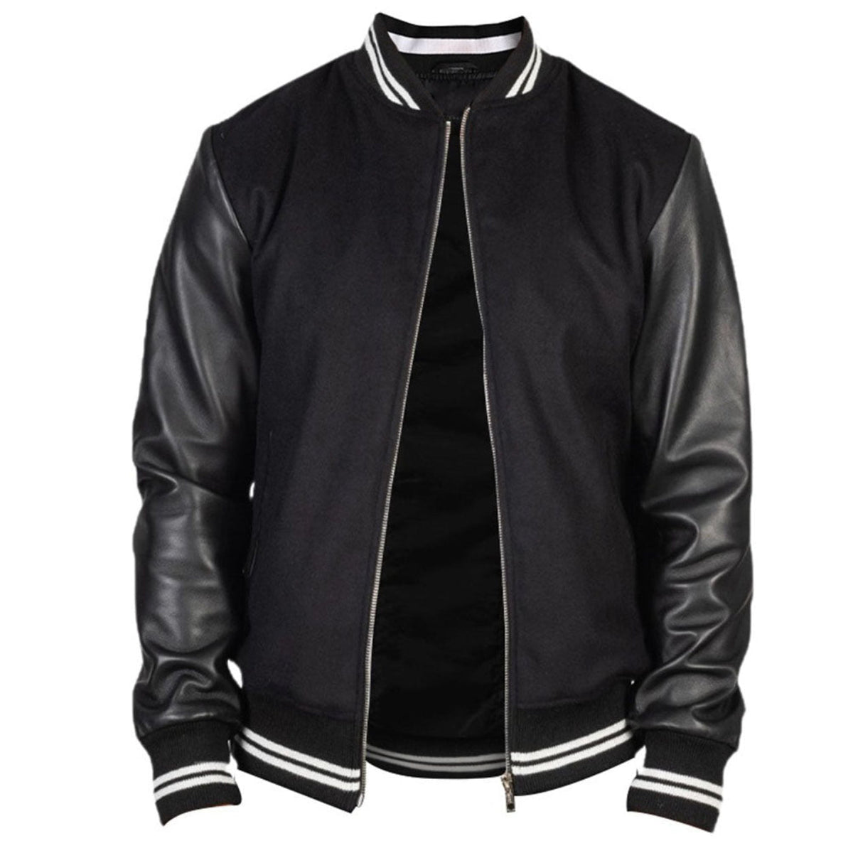 Men's Black Varsity-Style Jacket