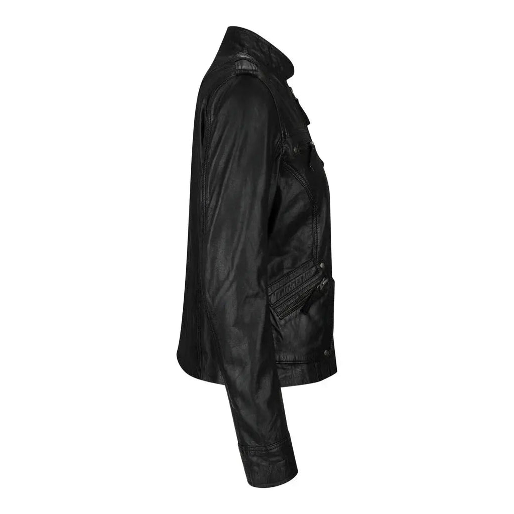 Women's Black Leather Moto Jacket