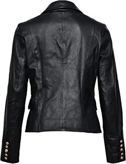 Women's Double-Breasted Leather Blazer