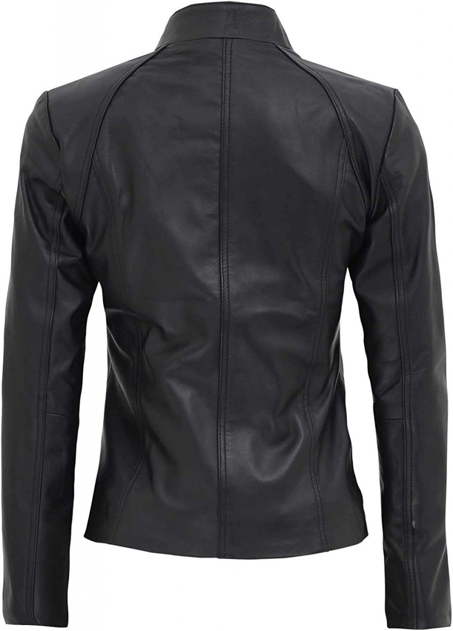 Women's Classic-Fit Lambskin Zip Jacket