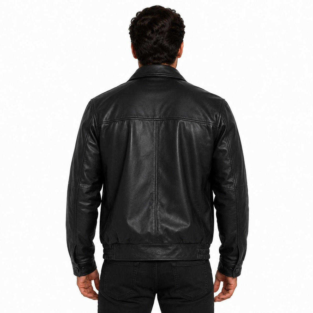 Men's Classic Leather Jacket | Black & Blue