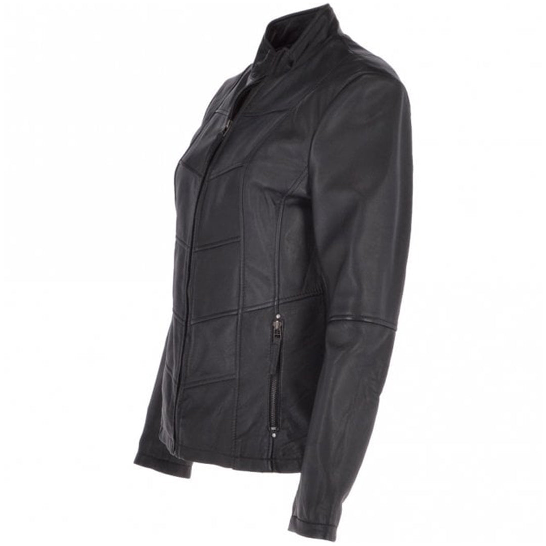 Women's Chevron Leather Biker Jacket