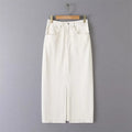 Denim Skirt Versatile Loose Hem Split High Waist
