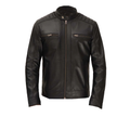 Men's Black Fitted Leather Zip Jacket