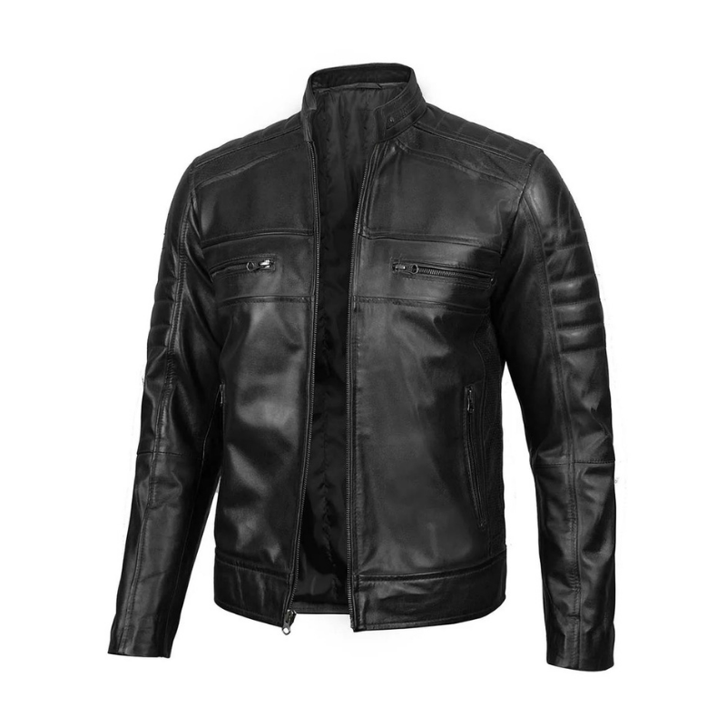 Men's Black Leather Biker Jacket