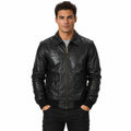 Men's Black Lambskin Shirt-Collar Bomber