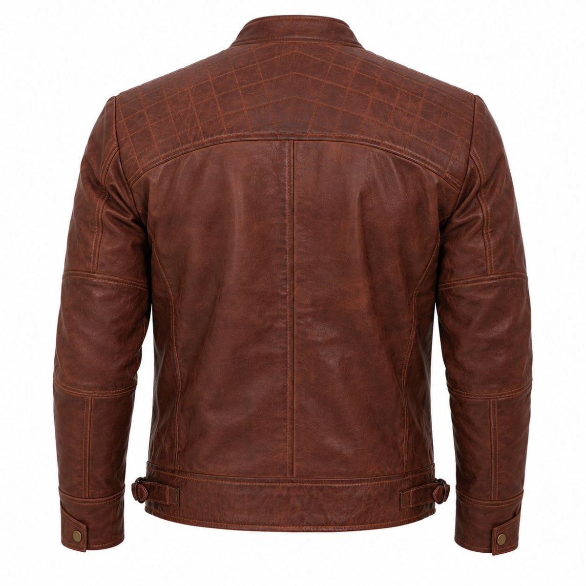Men's Distressed Biker Leather Jacket | Brown