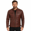 Men's Distressed Biker Leather Jacket | Brown