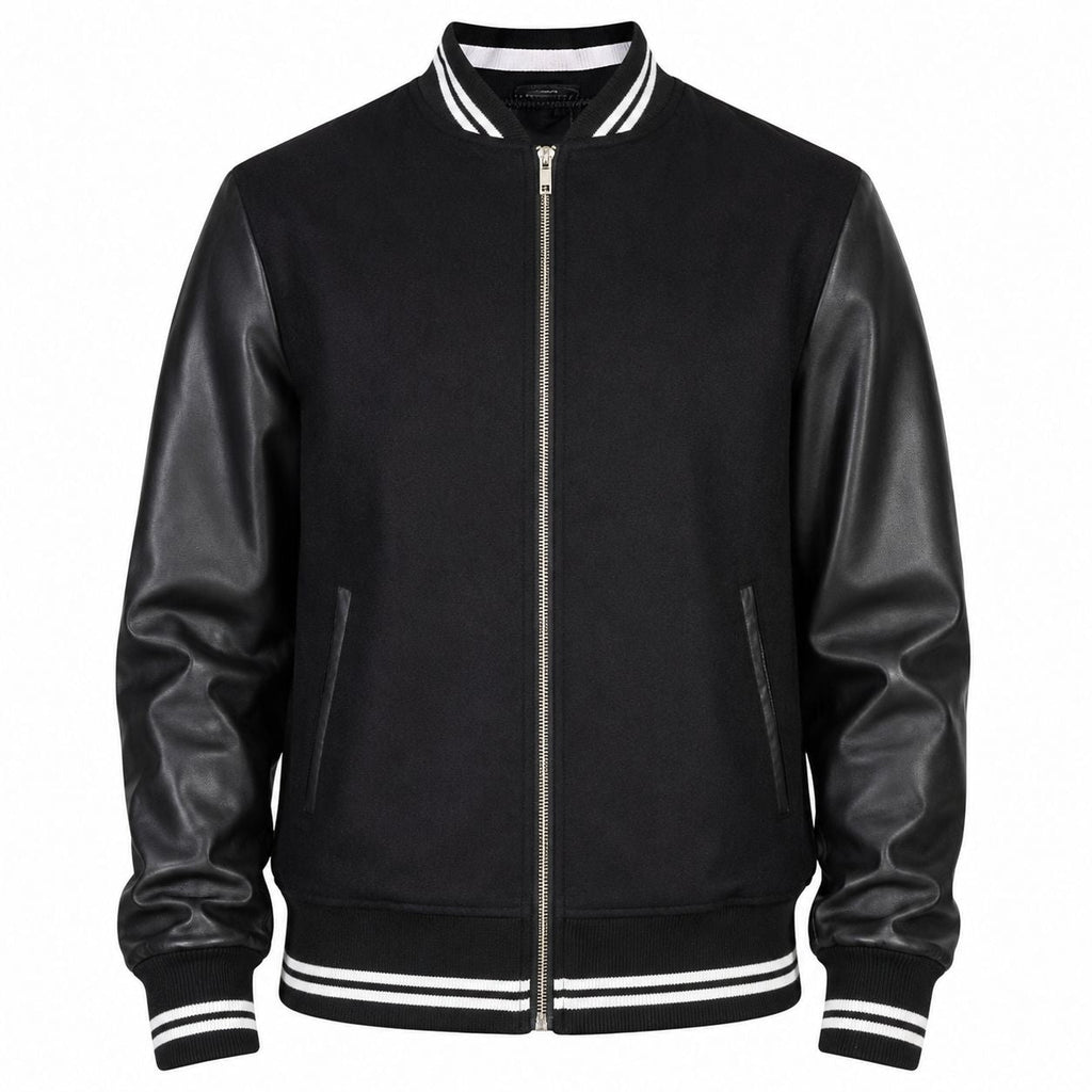 Men's Black Varsity-Style Jacket