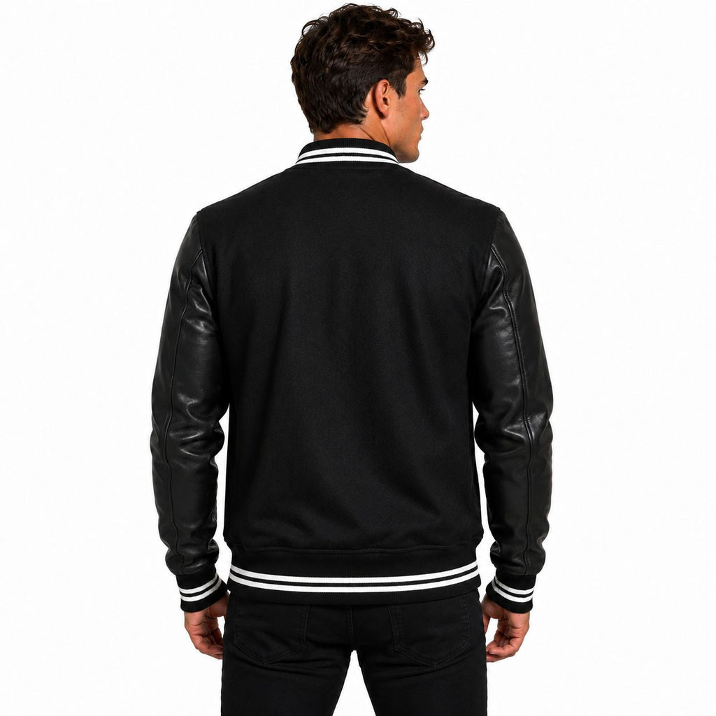 Men's Black Varsity-Style Jacket