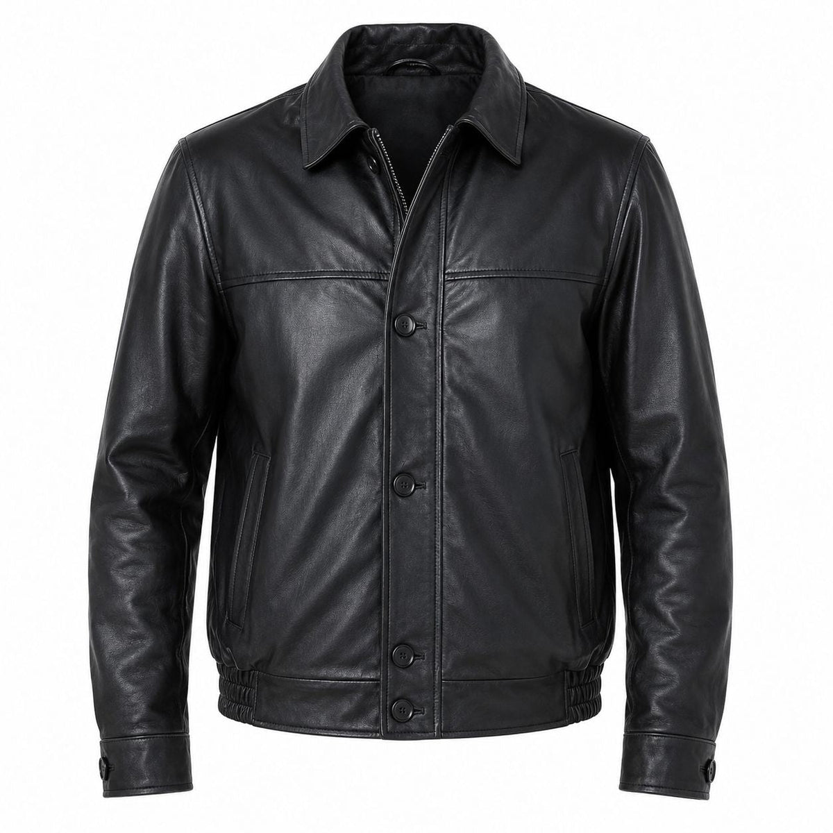 Men's Classic Leather Jacket | Black & Blue