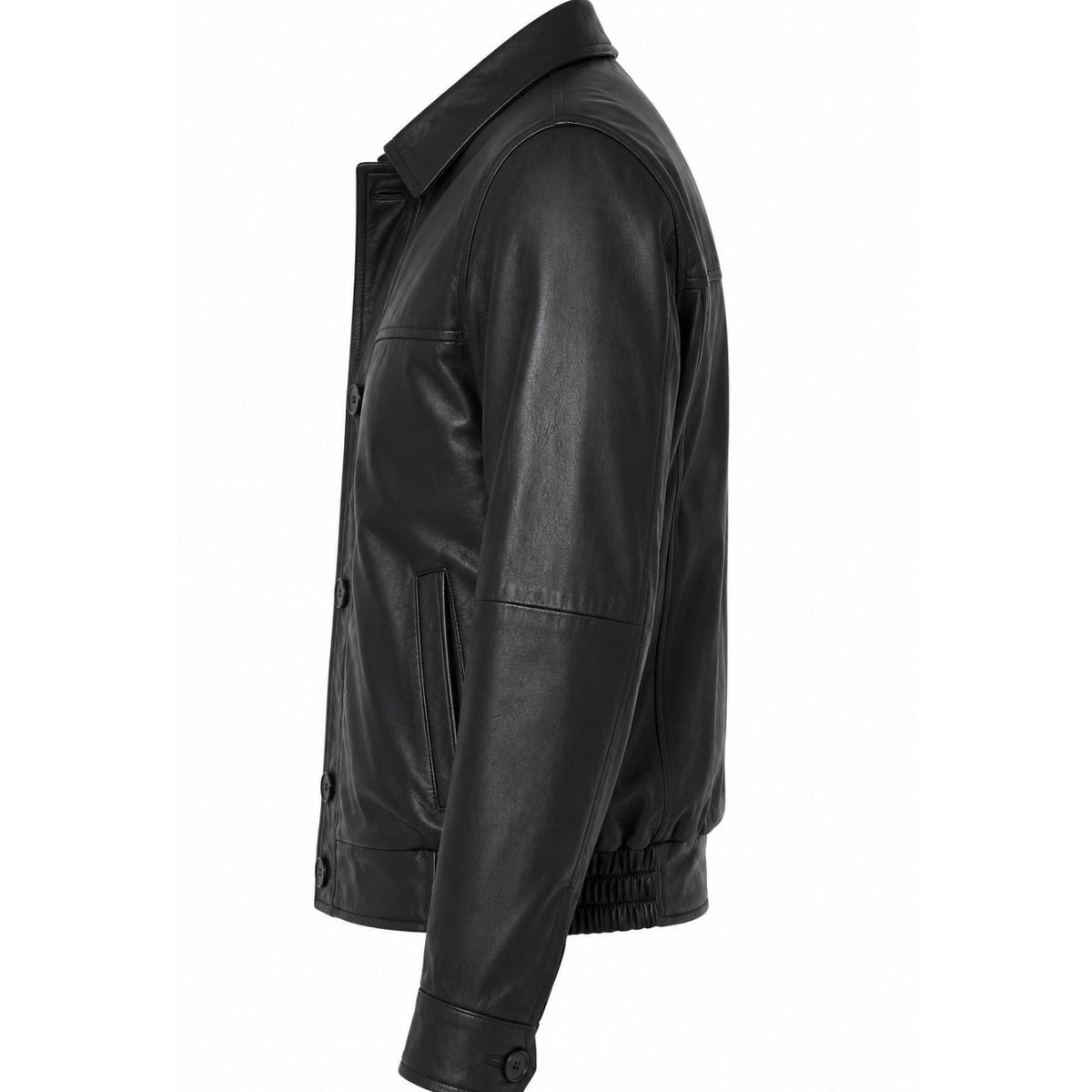 Men's Classic Leather Jacket | Black & Blue