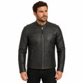 Men's Lined Asymmetric Leather Moto Jacket