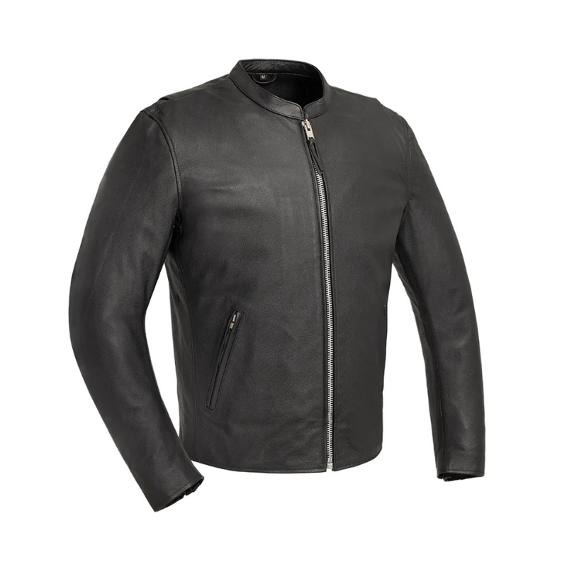 Men's Lined Asymmetric Leather Moto Jacket