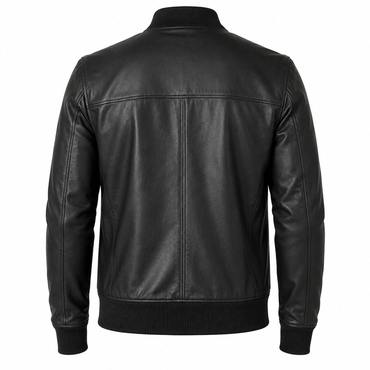 Men's Black Leather Bomber Jacket