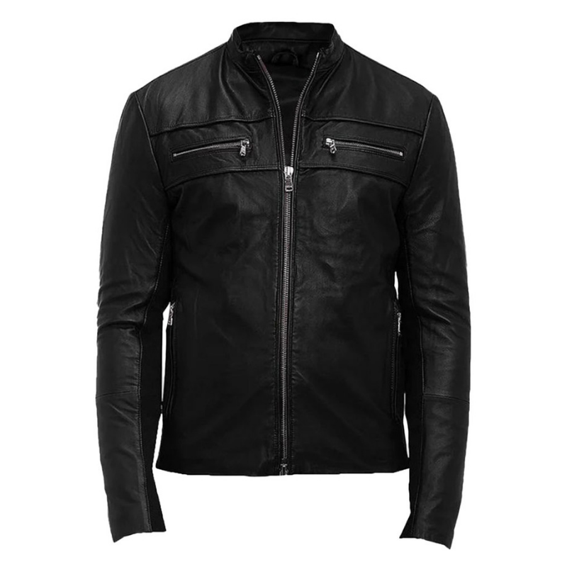 Men's Slim-Fit Leather Biker Jacket